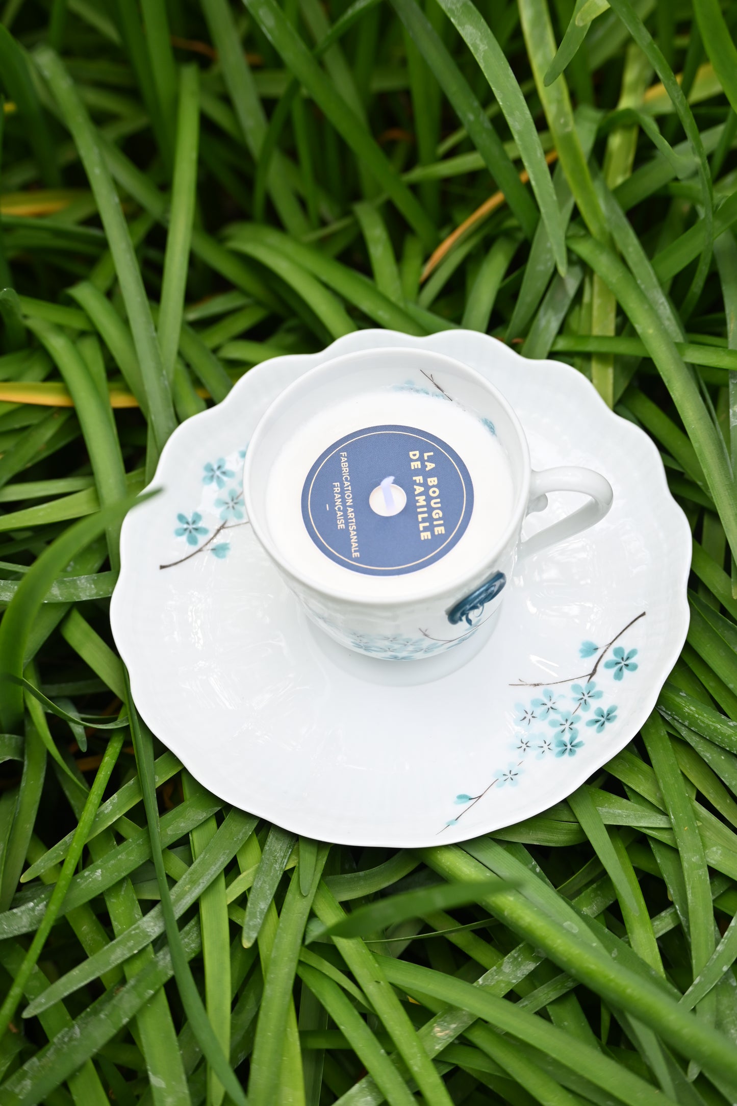 Tasse et coupelle fleurs bleues