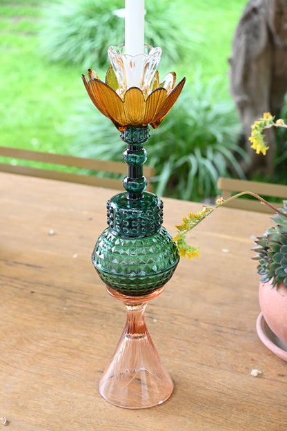 Bougeoir Rose, brun et vert - Grand