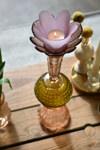 Bougeoir Rose et vert - Grand