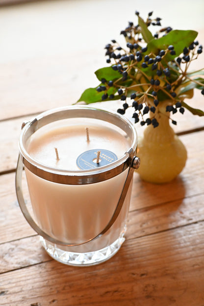 Seau à glace ciselé anse argentée