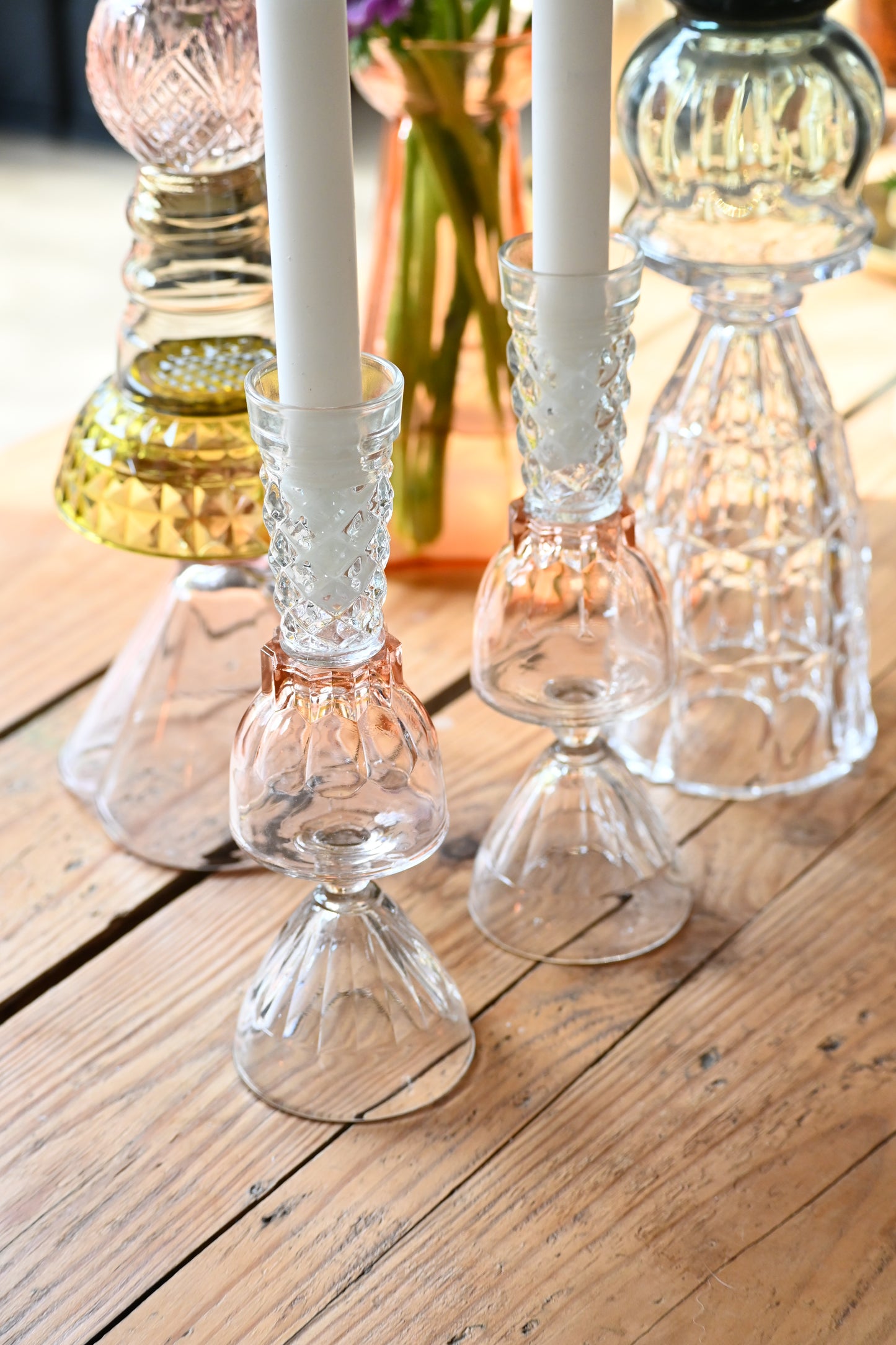 Duo bougeoirs rose et blanc - Petits
