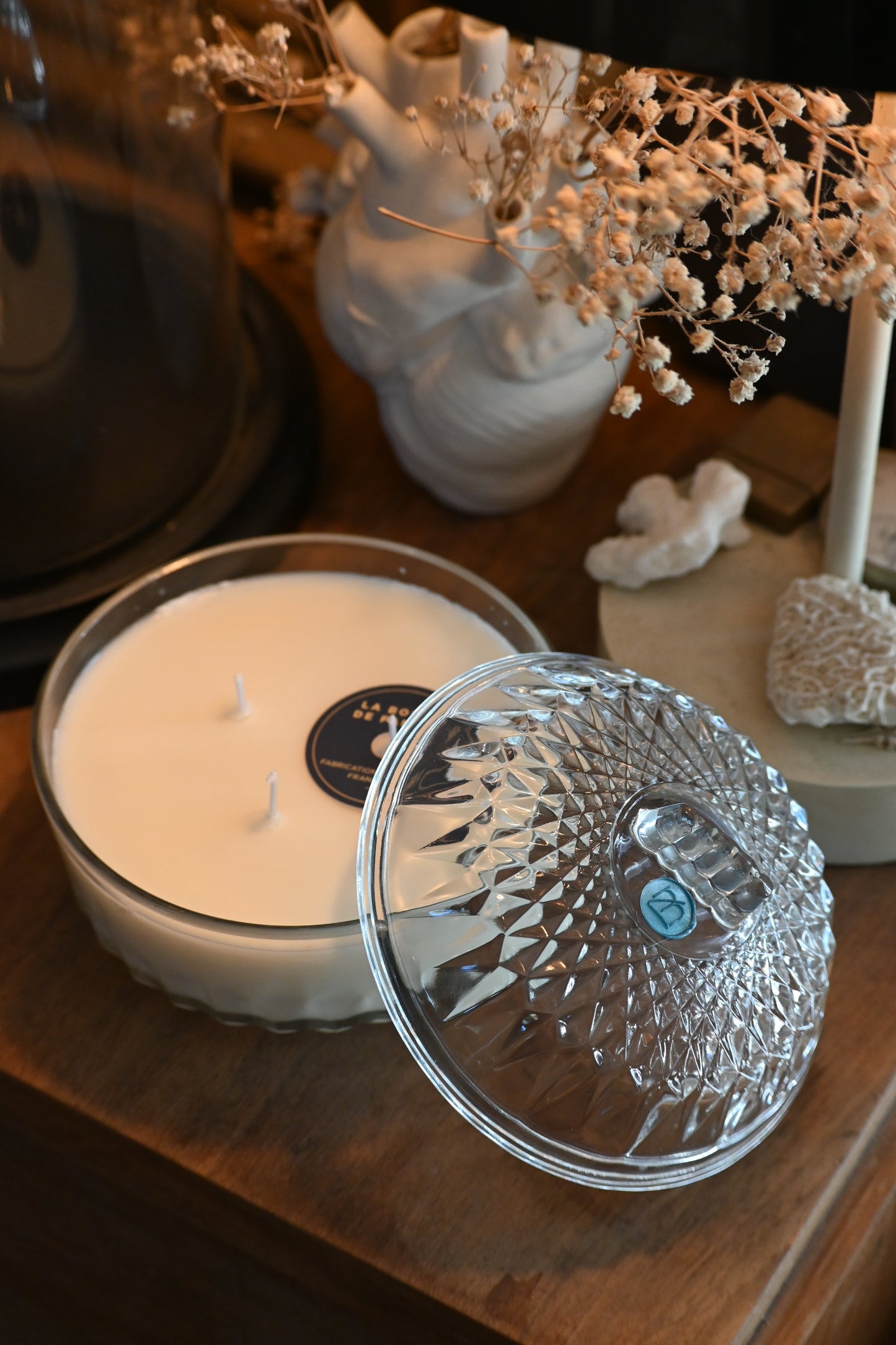 Boite en verre ciselé