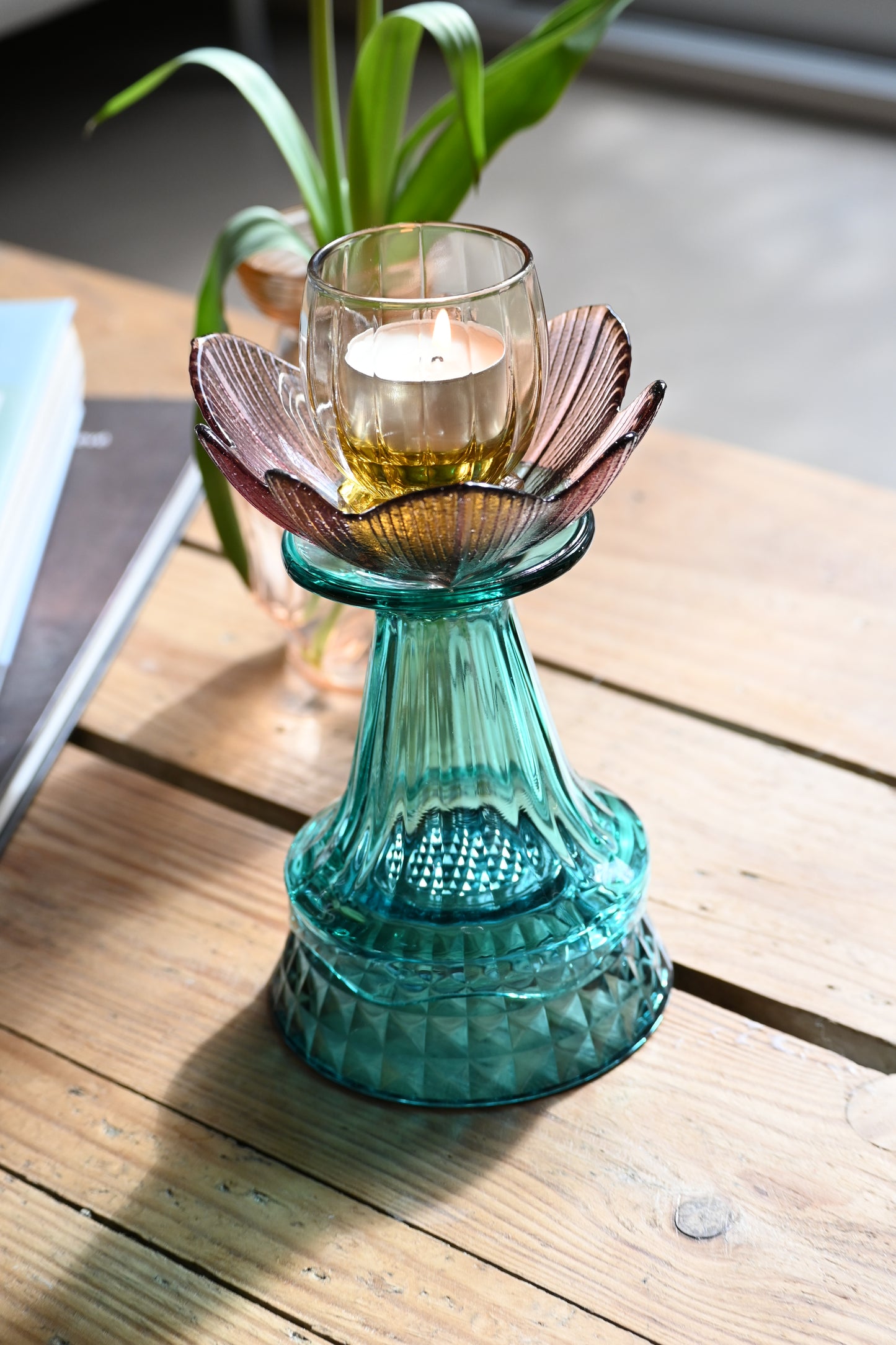 Bougeoir Rose, jaune et vert - Petit