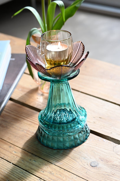 Bougeoir Rose, jaune et vert - Petit