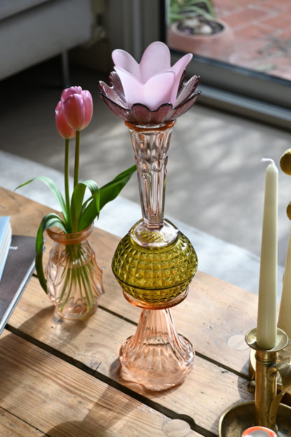 Bougeoir Rose et vert - Grand