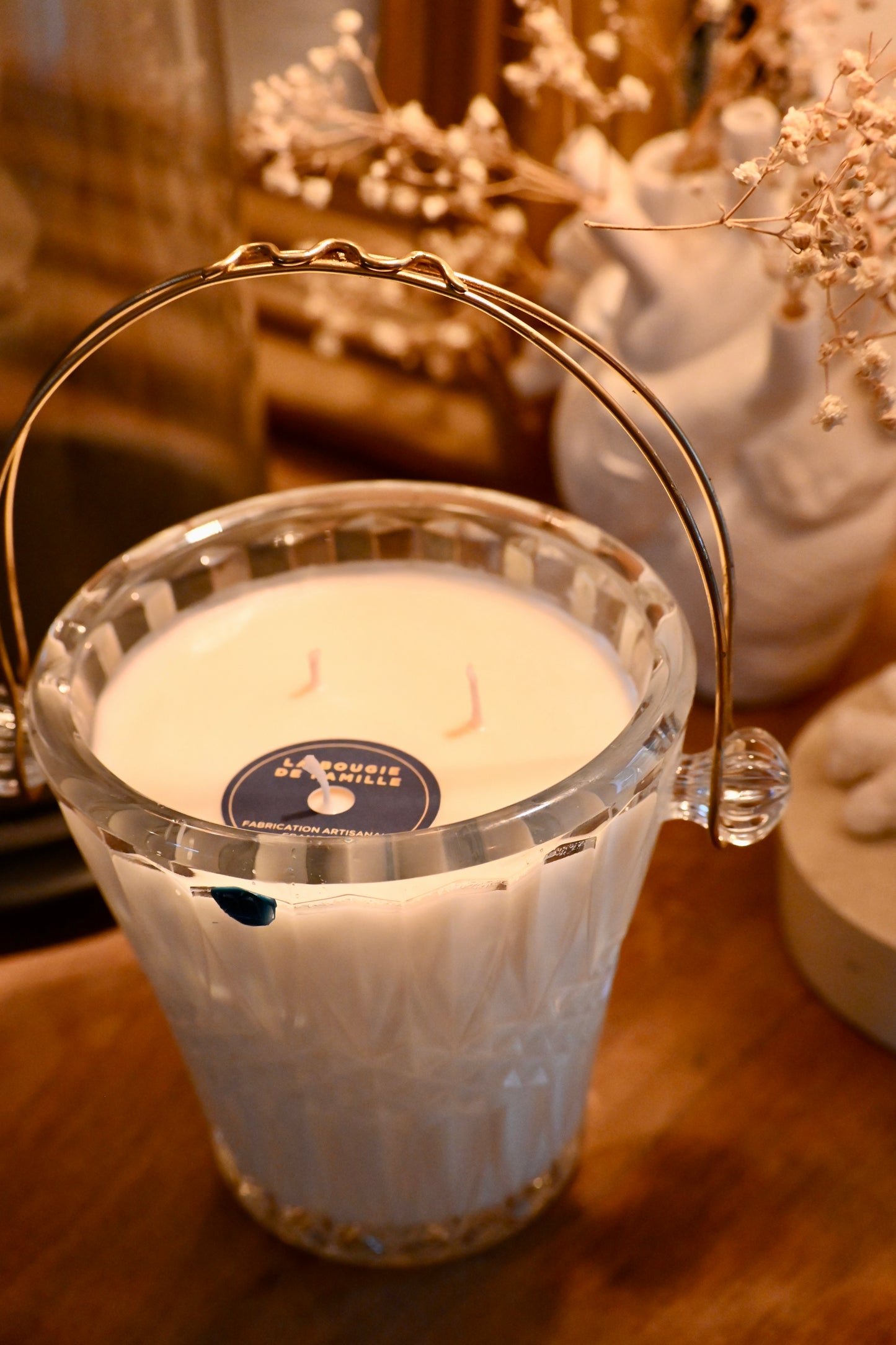 Seau à glace ciselé anse dorée