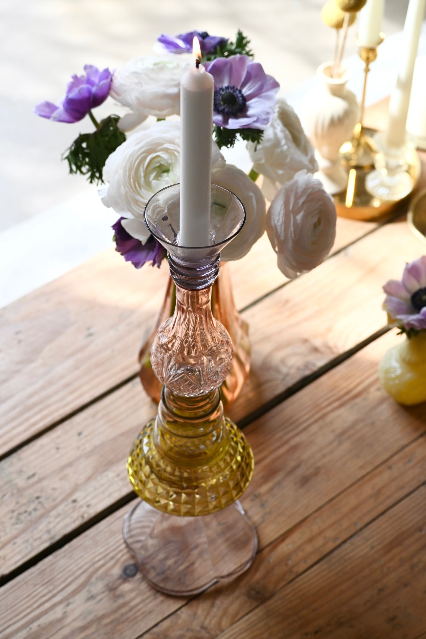 Bougeoir Rose et vert - Grand