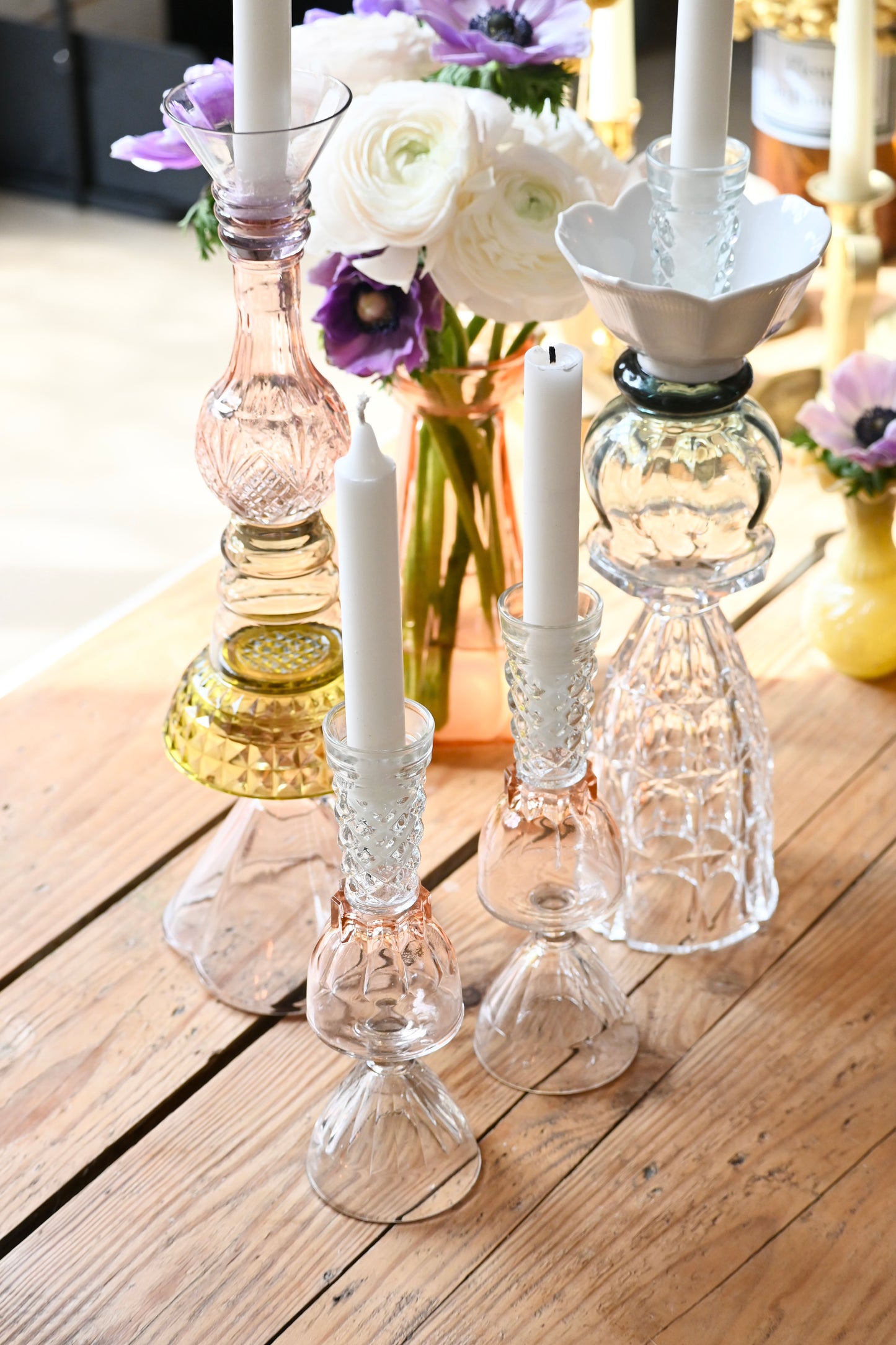 Duo bougeoirs rose et blanc - Petits