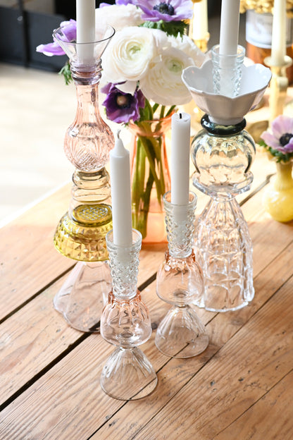 Duo bougeoirs rose et blanc - Petits
