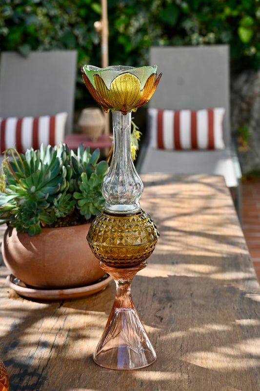 Bougeoir Rose et vert - Grand