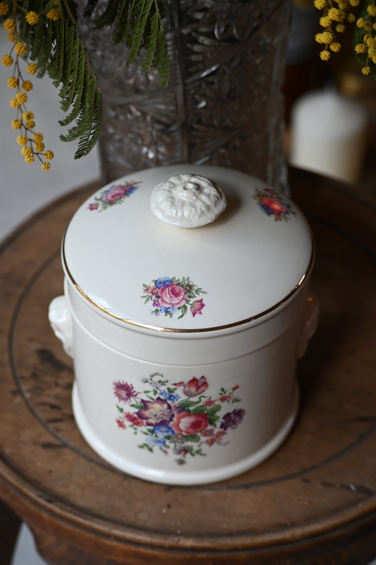 Pot en céramique Sarreguemines fleuri