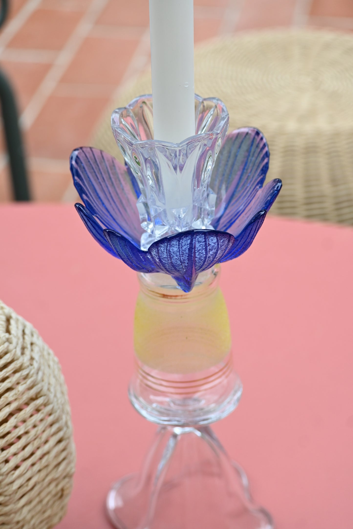 Bougeoir Bleu et jaune - Moyen