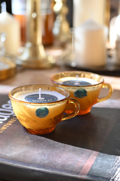 Petite tasse verre bi matière ocre