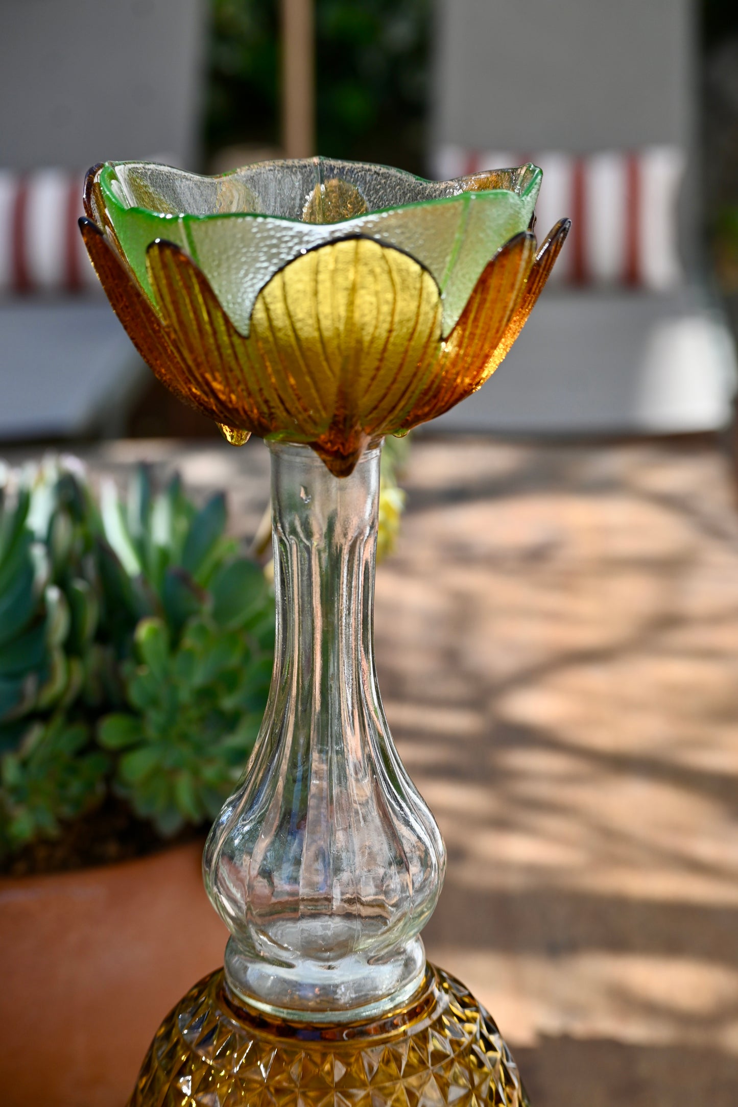 Bougeoir Rose et vert - Grand
