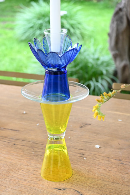 Bougeoir Bleu et jaune - Moyen