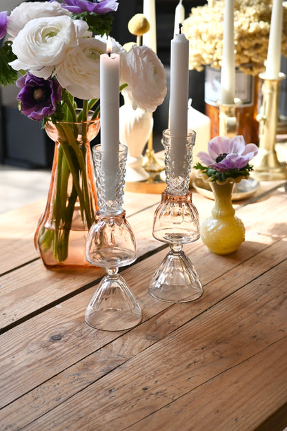 Duo bougeoirs rose et blanc - Petits
