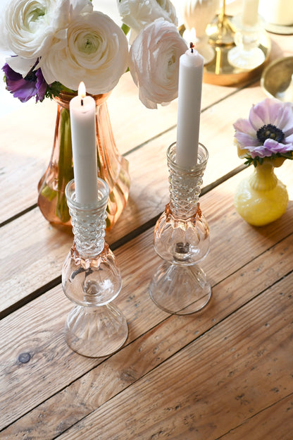 Duo bougeoirs rose et blanc - Petits