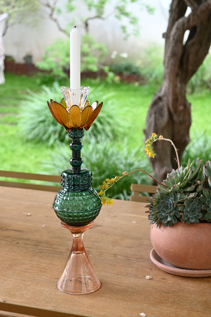 Bougeoir Rose, brun et vert - Grand