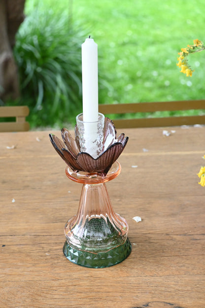 Bougeoir Rose, bordeaux et vert - Petit