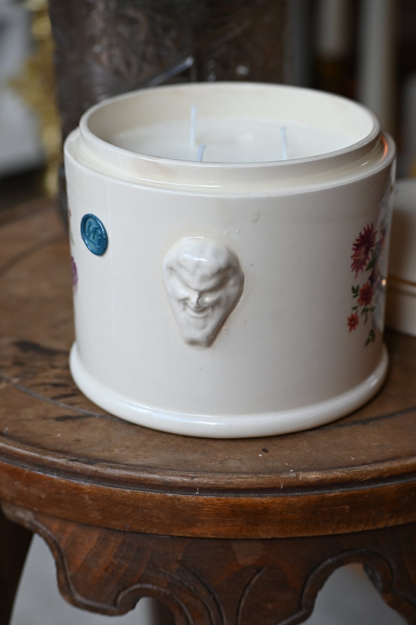 Pot en céramique Sarreguemines fleuri