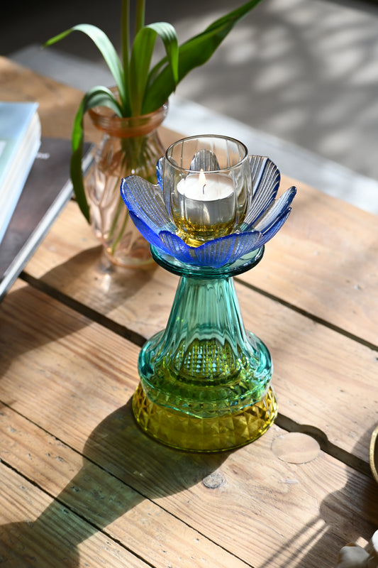 Bougeoir Bleu, jaune et vert - Petit