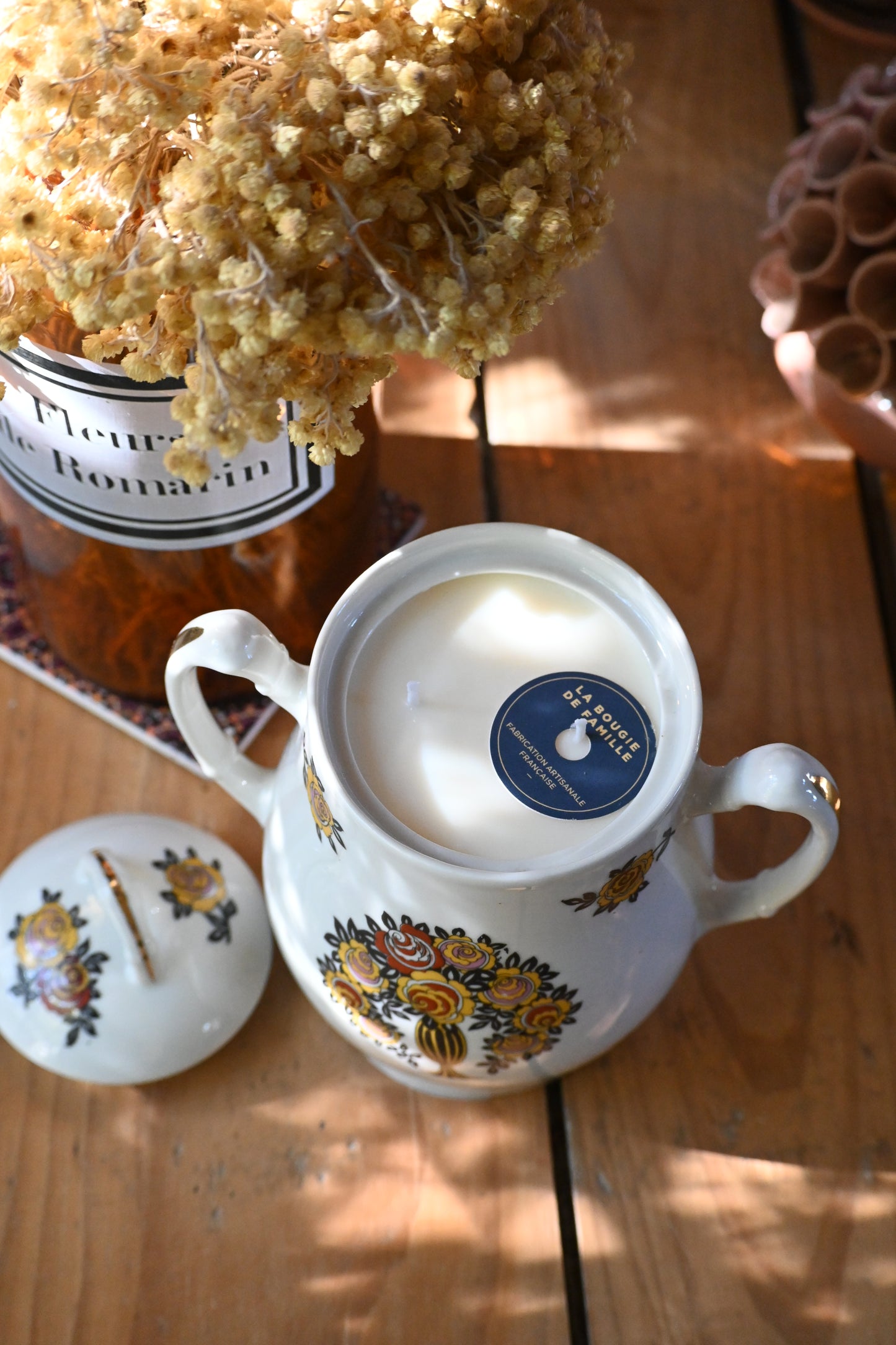 Sucrier bouquet fleurs jaunes