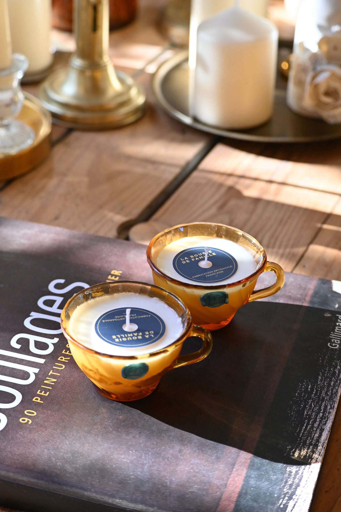 Petite tasse verre bi matière ocre