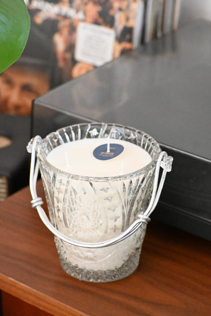 Seau à glace ciselé anse argentée