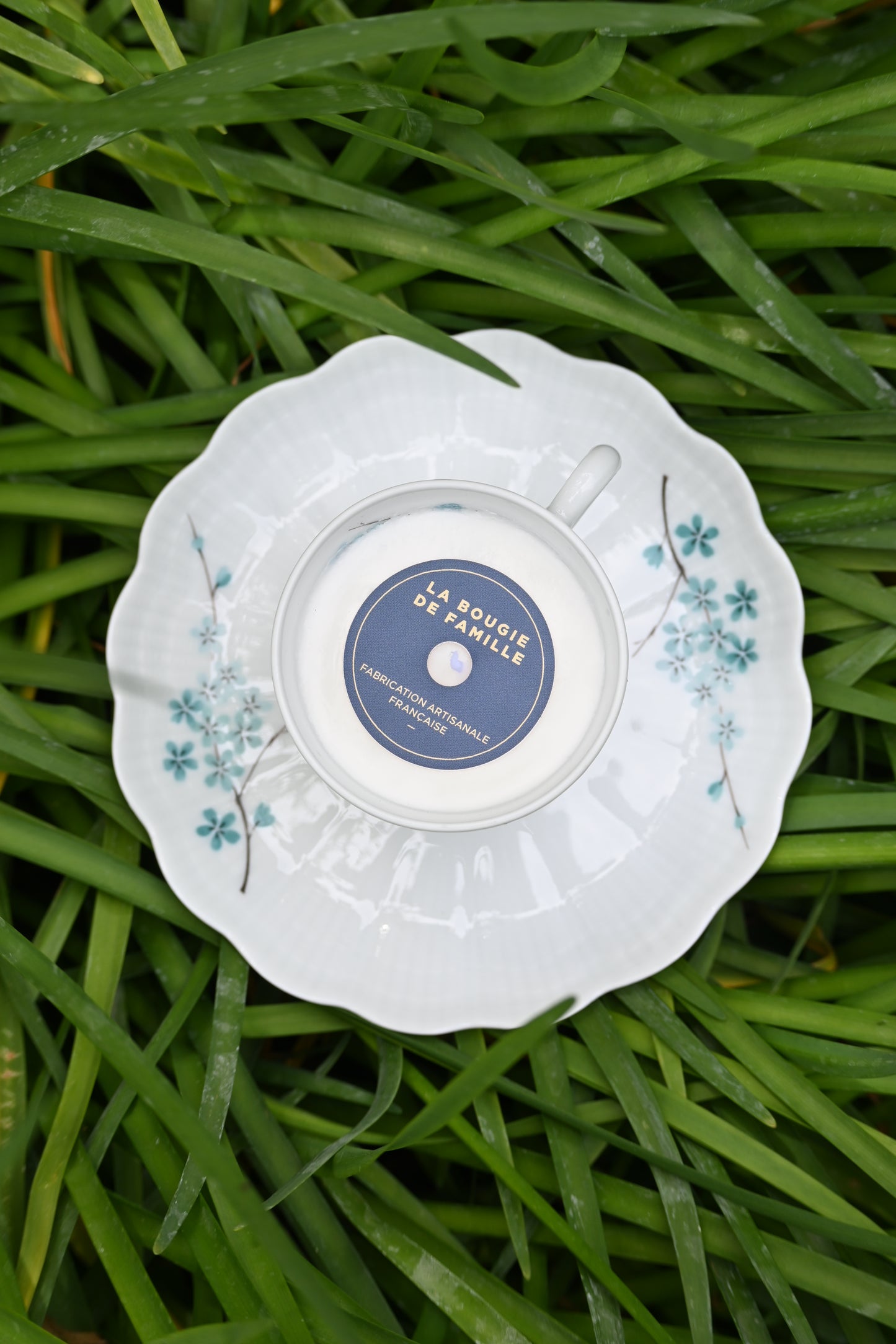 Tasse et coupelle fleurs bleues