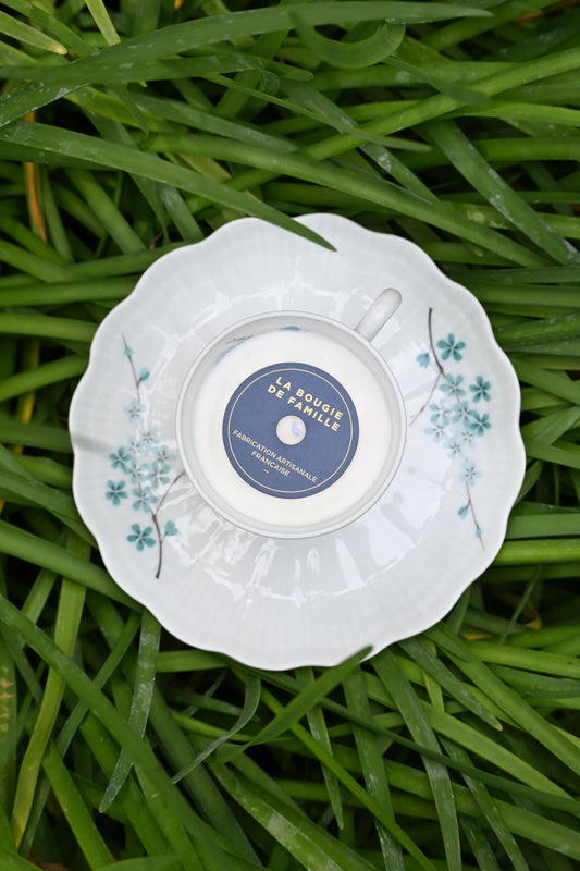 Tasse et coupelle fleurs bleues