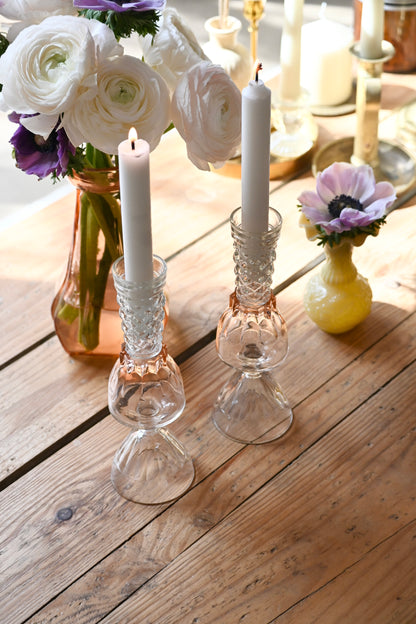 Duo bougeoirs rose et blanc - Petits