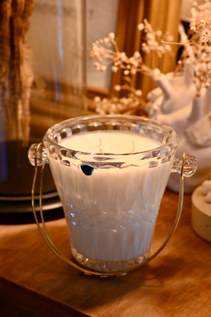 Seau à glace ciselé anse dorée