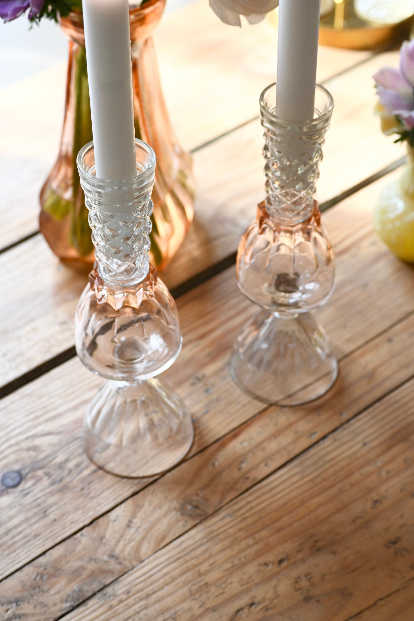 Duo bougeoirs rose et blanc - Petits
