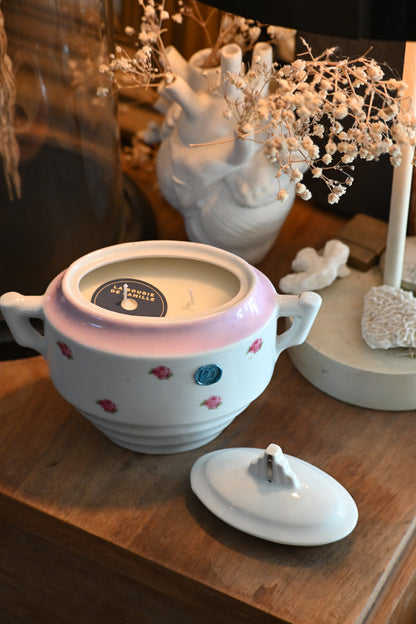 Sucrier rose et fleuri