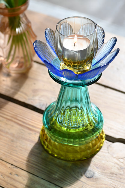 Bougeoir Bleu, jaune et vert - Petit