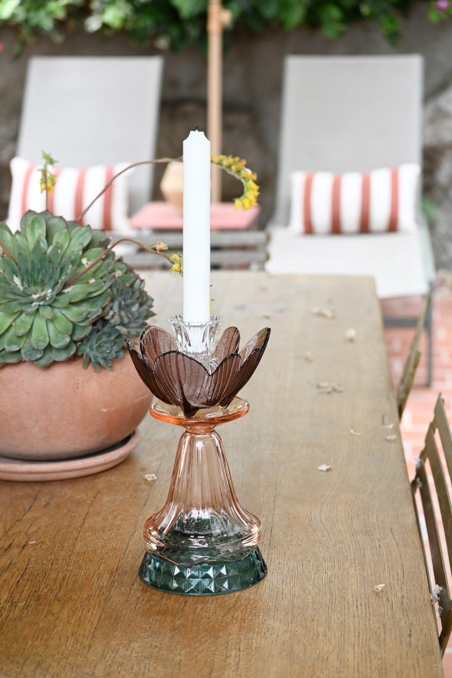 Bougeoir Rose, bordeaux et vert - Petit