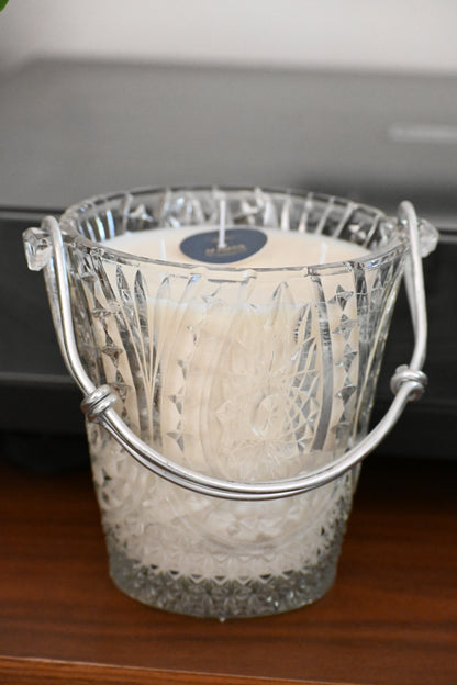 Seau à glace ciselé anse argentée