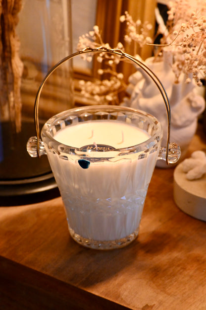 Seau à glace ciselé anse dorée