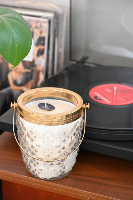 Seau à glace ciselé anse dorée