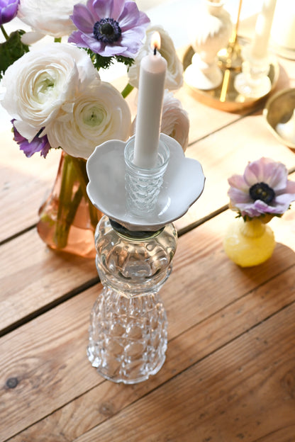 Bougeoir verre ciselé et gris - Moyen