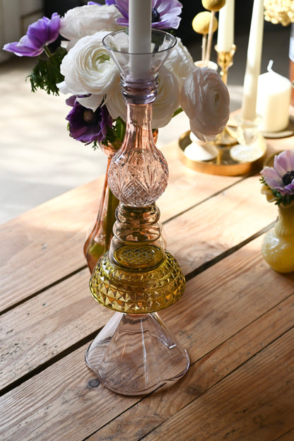 Bougeoir Rose et vert - Grand
