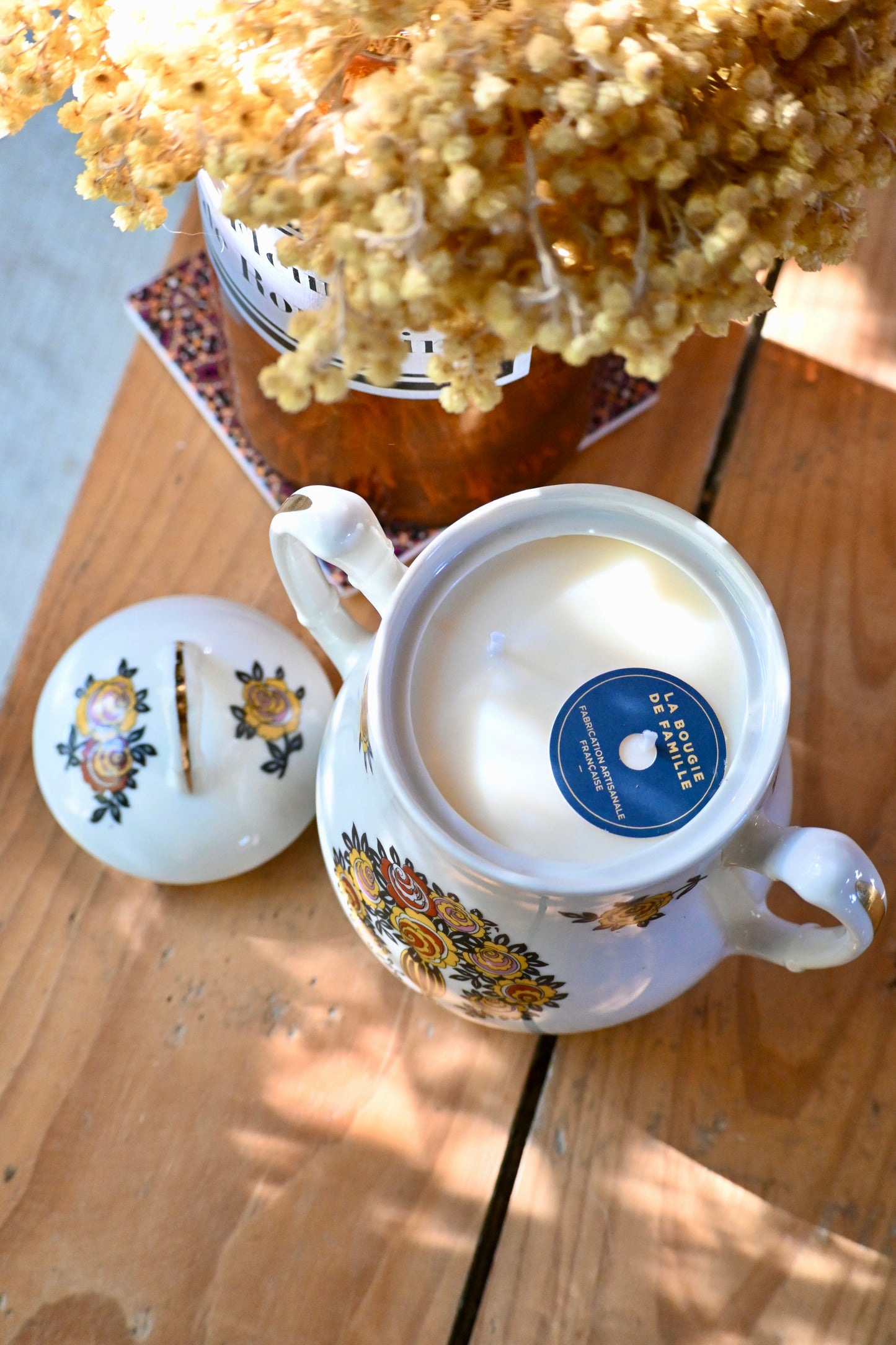 Sucrier bouquet fleurs jaunes