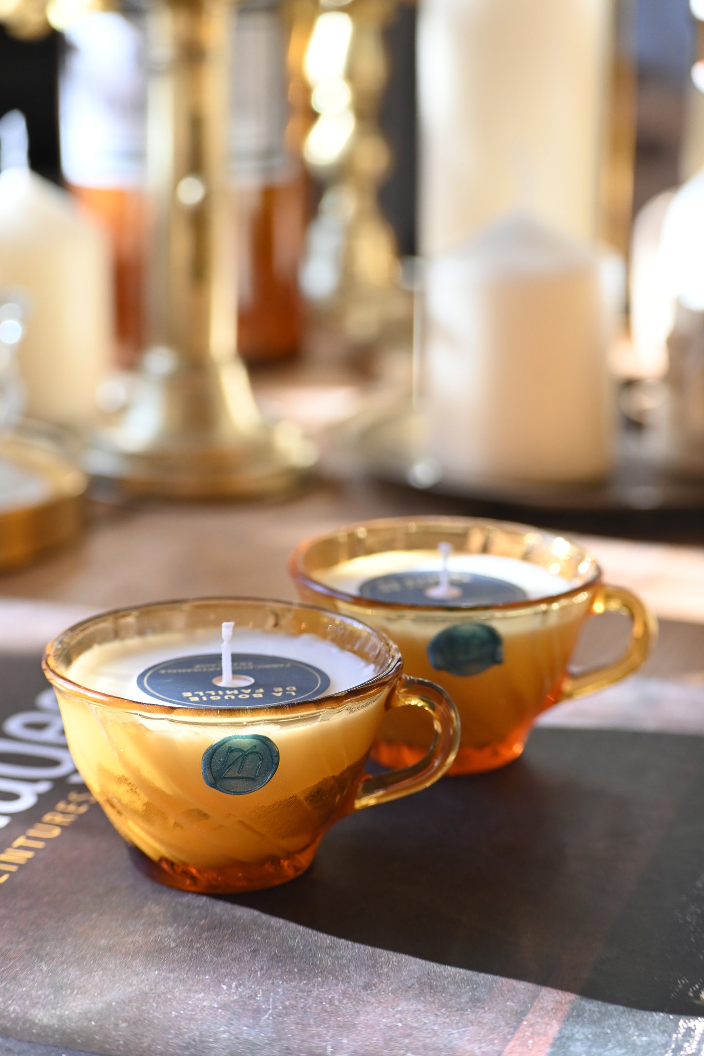 Petite tasse verre bi matière ocre