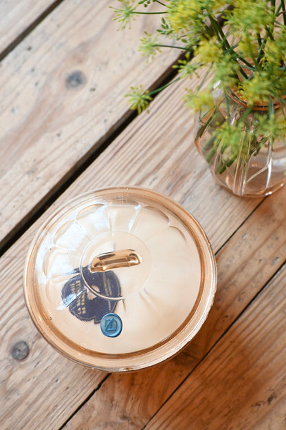 Boite en verre art déco rose