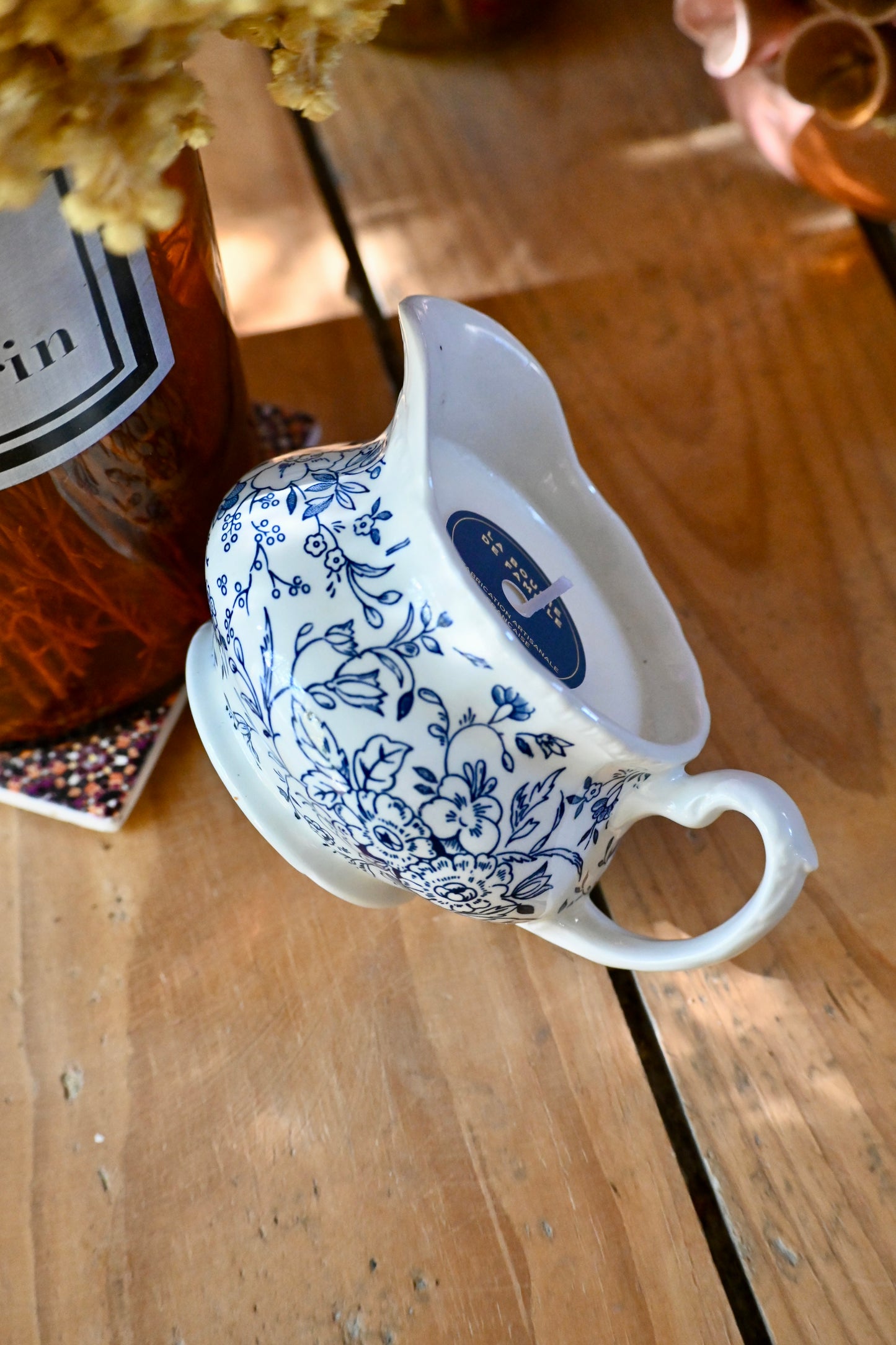 Pot à lait fleurs bleues