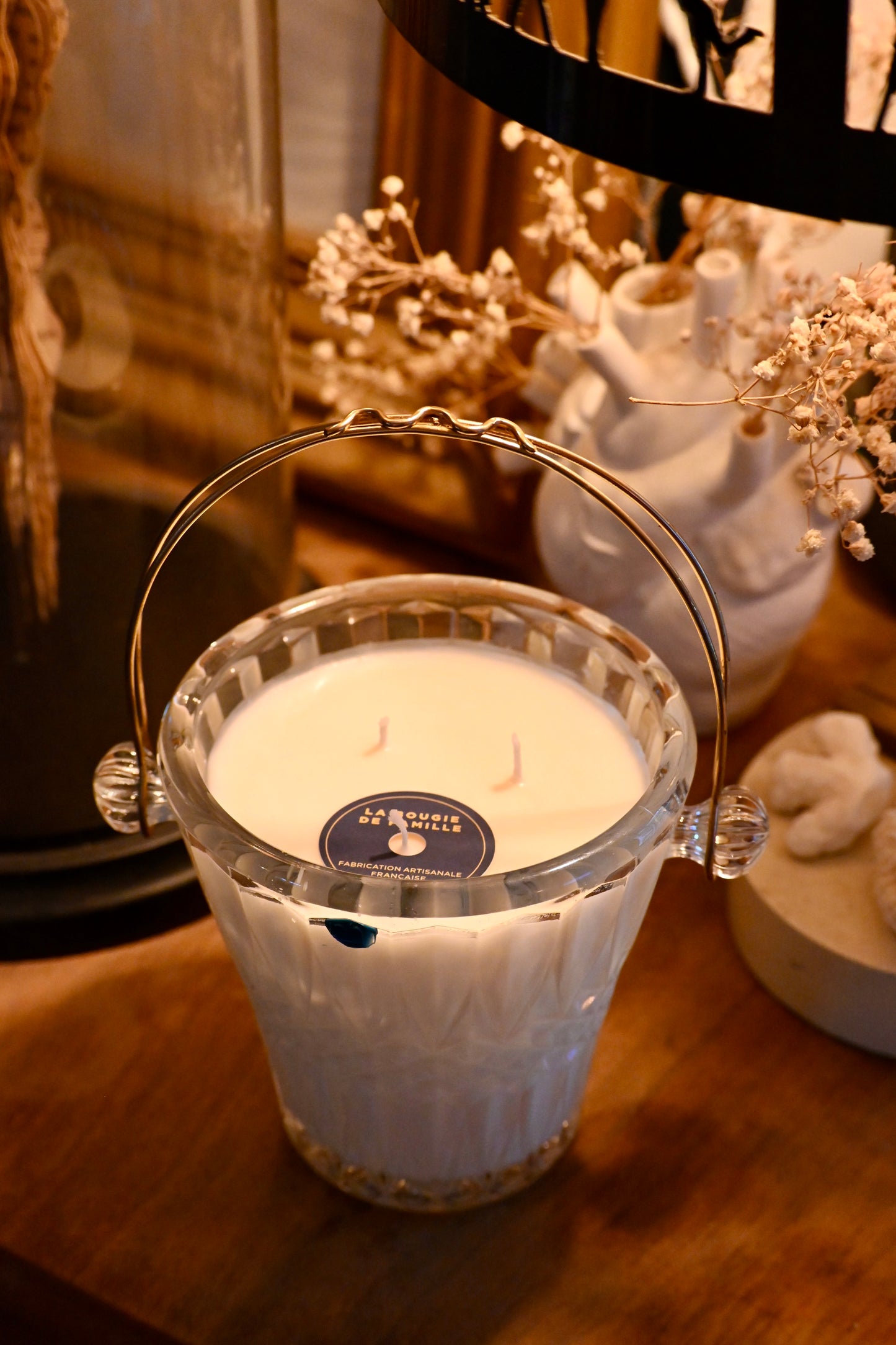 Seau à glace ciselé anse dorée