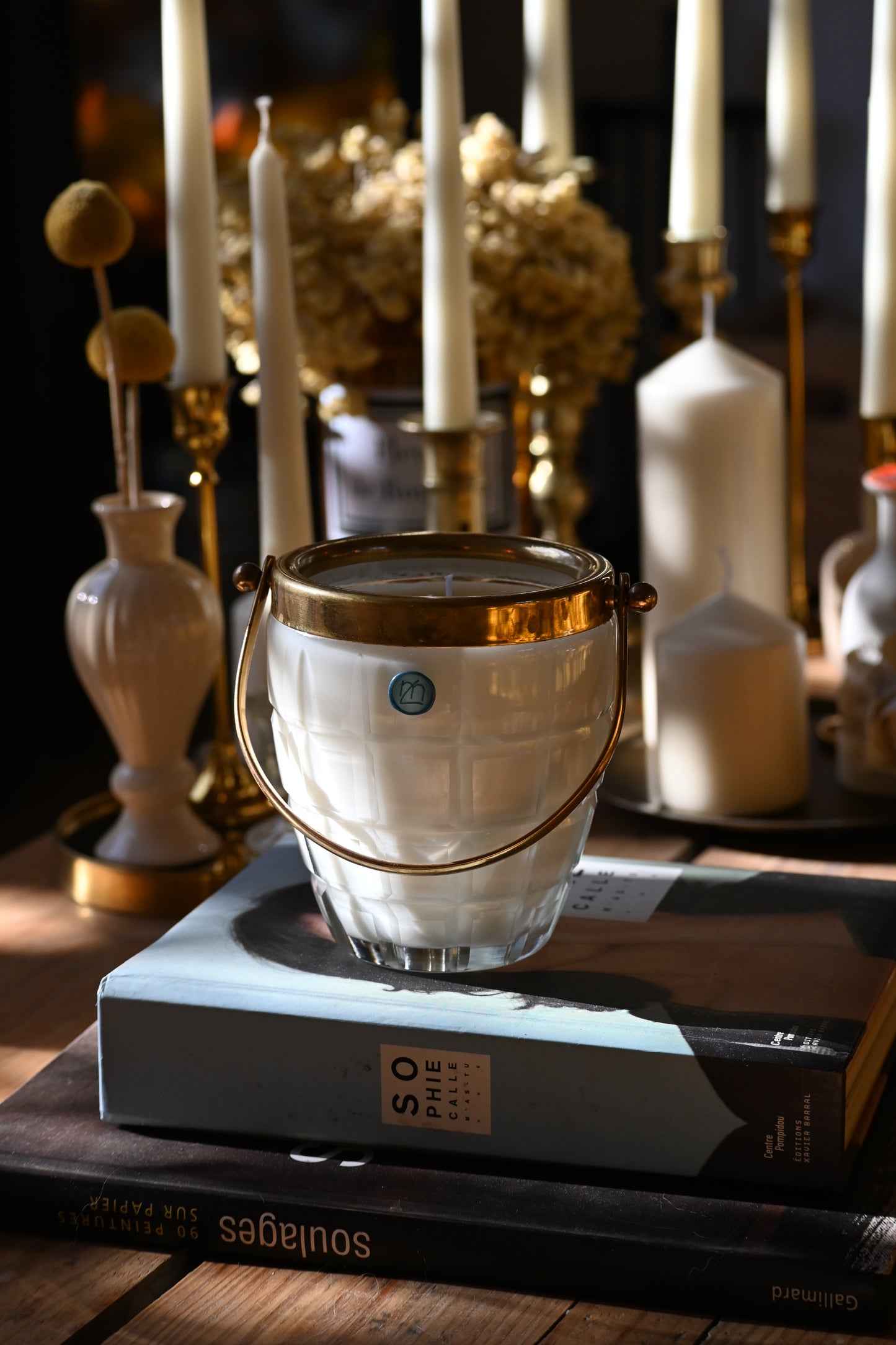 Seau à glace ciselé anse dorée