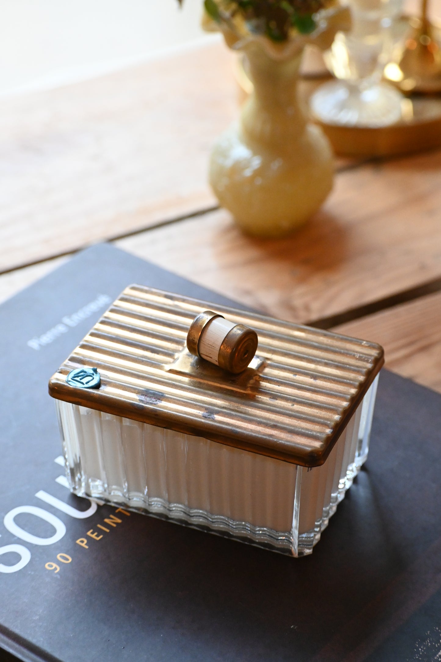 Boite en verre ciselé art déco