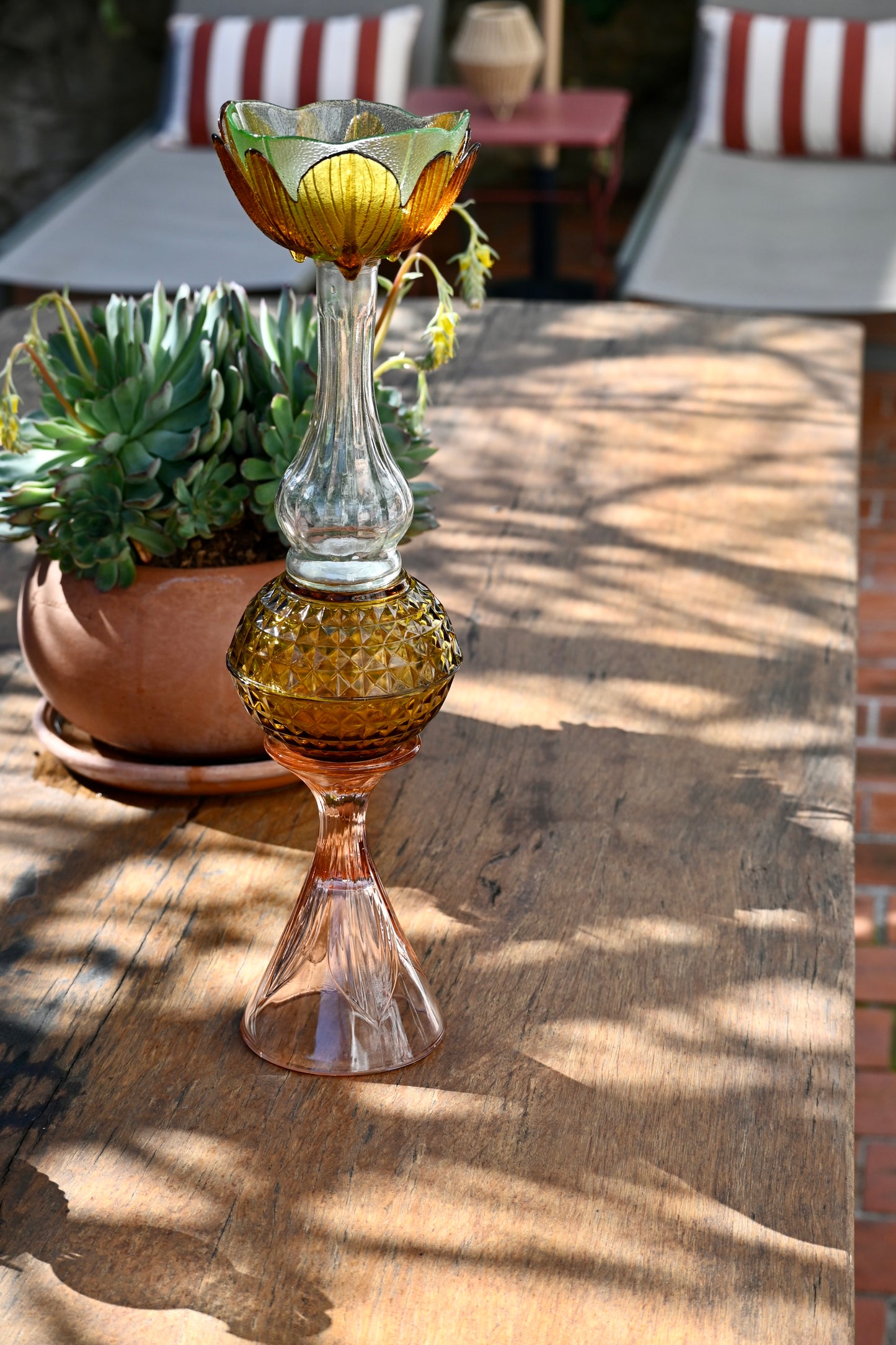 Bougeoir Rose et vert - Grand