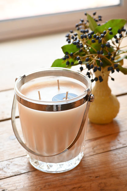 Seau à glace ciselé anse argentée